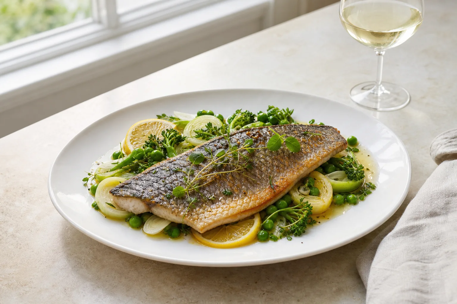 A bright culinary setting for the wine advice with fish