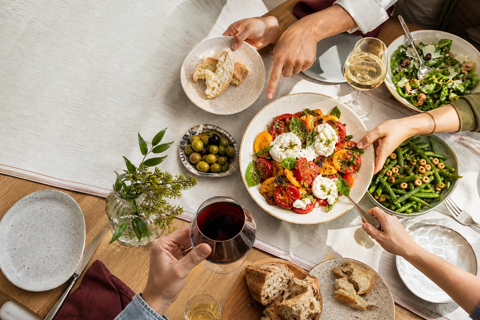 Wine and food come together at an elegant table