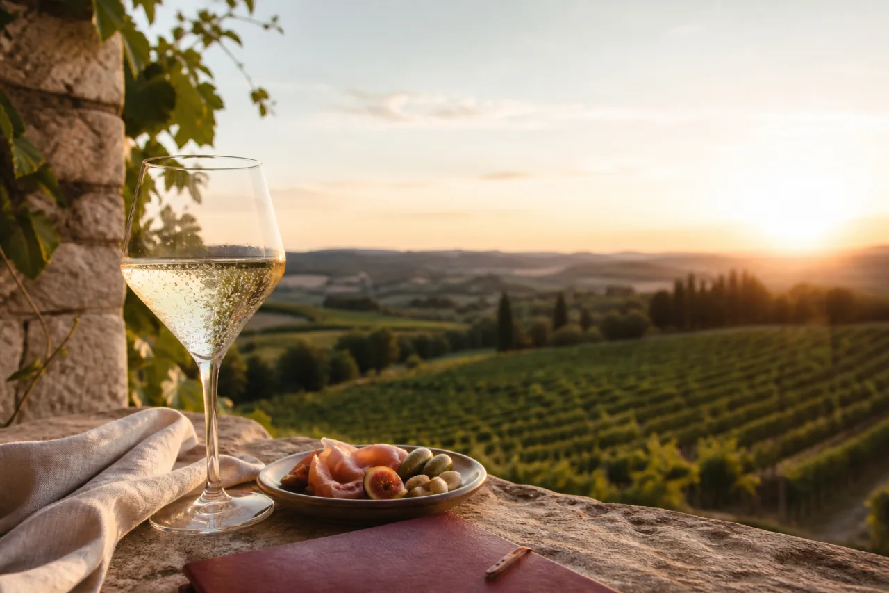 A bright vineyard where wine knowledge begins